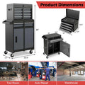 2 in 1 Rolling Tool Chest, 5-Drawer Tool Storage Cabinet with Wheels, Adjustable Shelf, Tool Box Organizer for Garage Warehouse Workshop